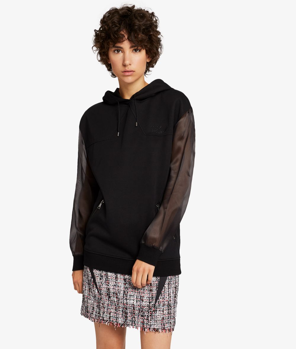 KARL LAGERFELD Kapuzenpullover mit Organza-Ärmeln Sweatshirt Damen f