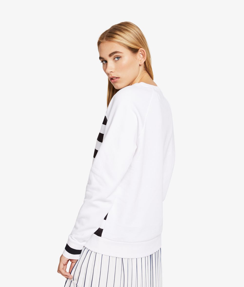 KARL LAGERFELD Streifen-Sweatshirt mit Satin-Akzenten Sweatshirt Damen d