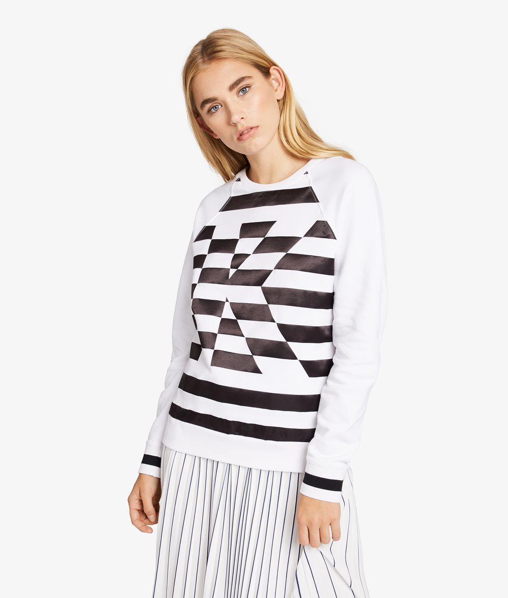 KARL LAGERFELD Streifen-Sweatshirt mit Satin-Akzenten Sweatshirt Damen f
