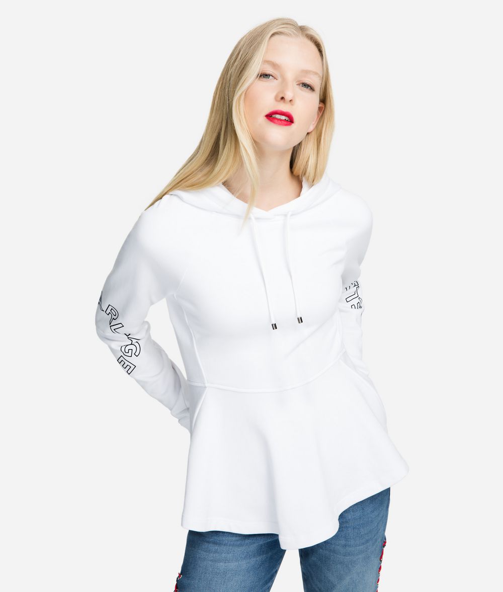 KARL LAGERFELD Peplum Logo Hoodie Sweatshirt Woman f