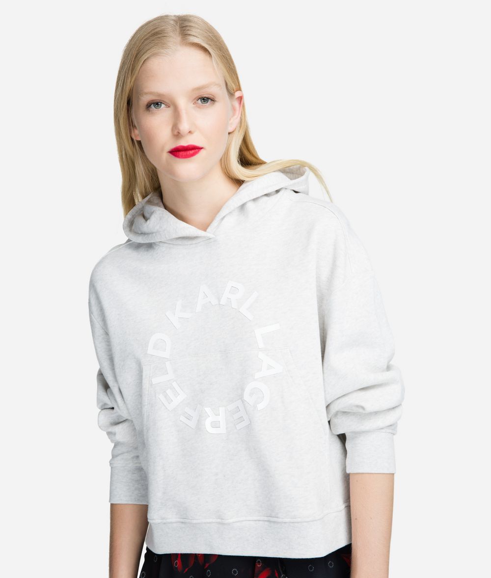 KARL LAGERFELD Cropped Logo Hoodie Sweatshirt Woman f