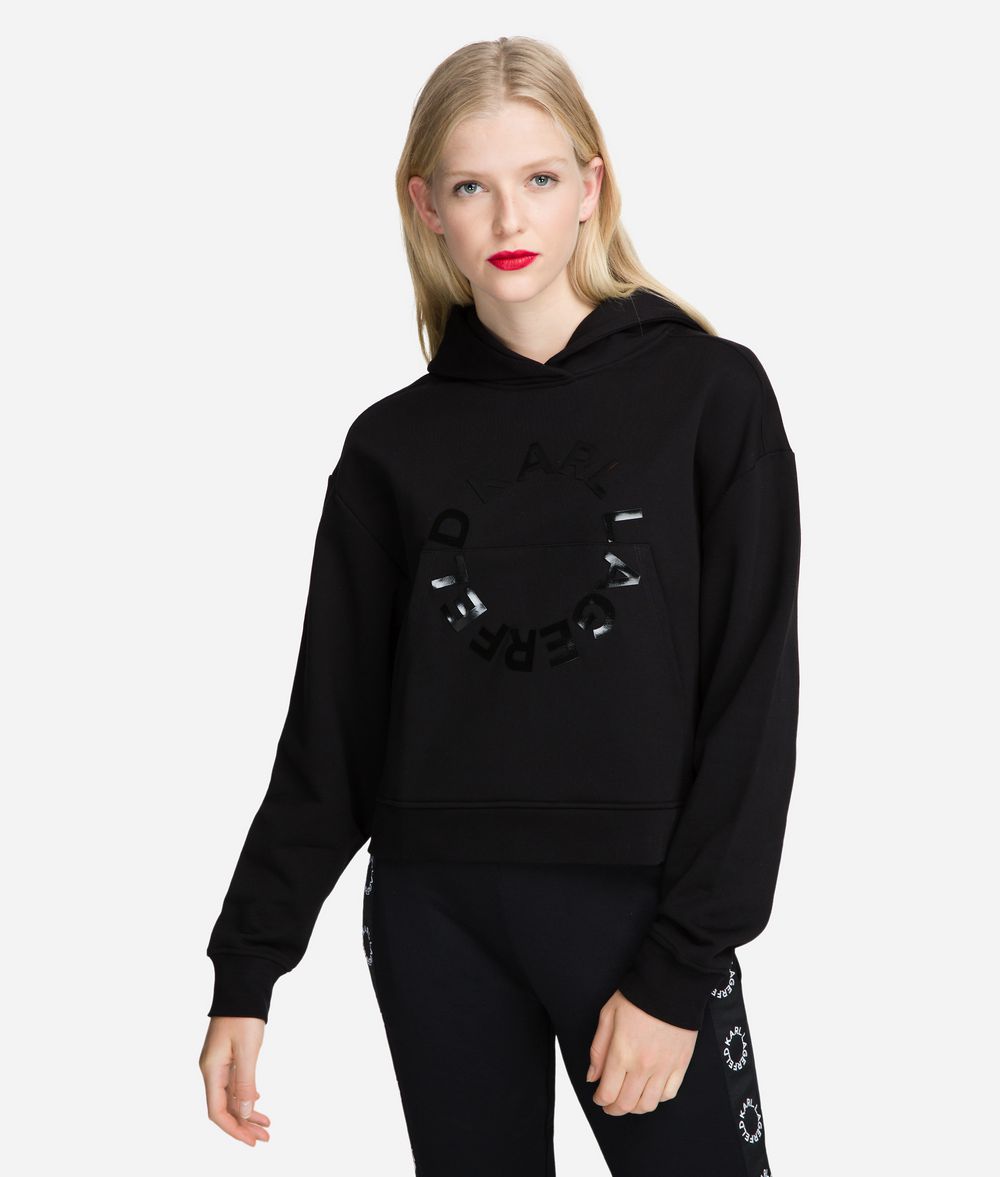 KARL LAGERFELD Cropped Logo Hoodie Sweatshirt Woman f