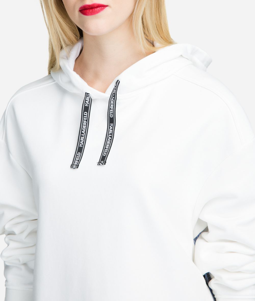 KARL LAGERFELD Fabric Mix Logo Hoodie Sweatshirt Woman d