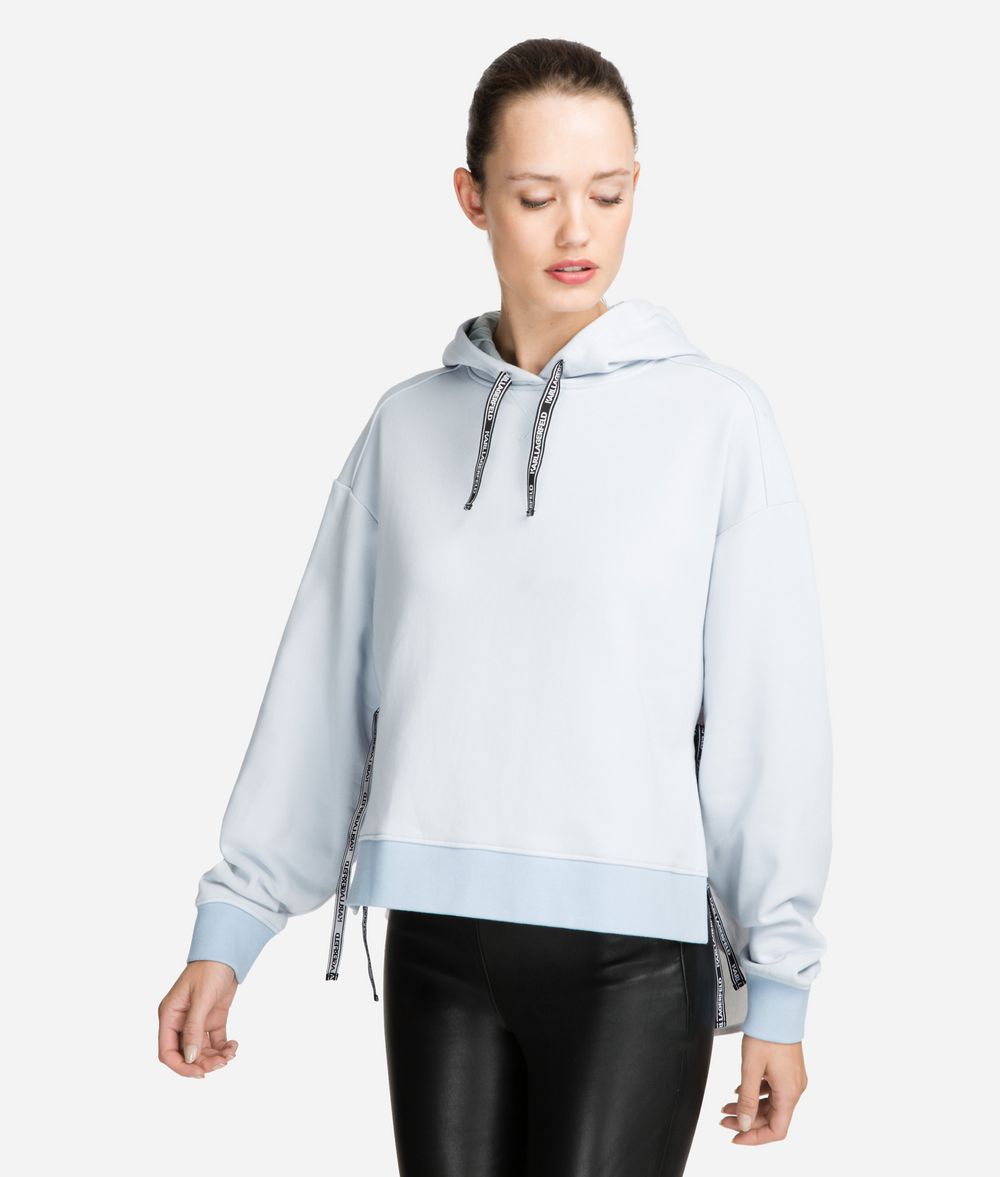 KARL LAGERFELD Fabric Mix Logo Hoodie Sweatshirt Woman f