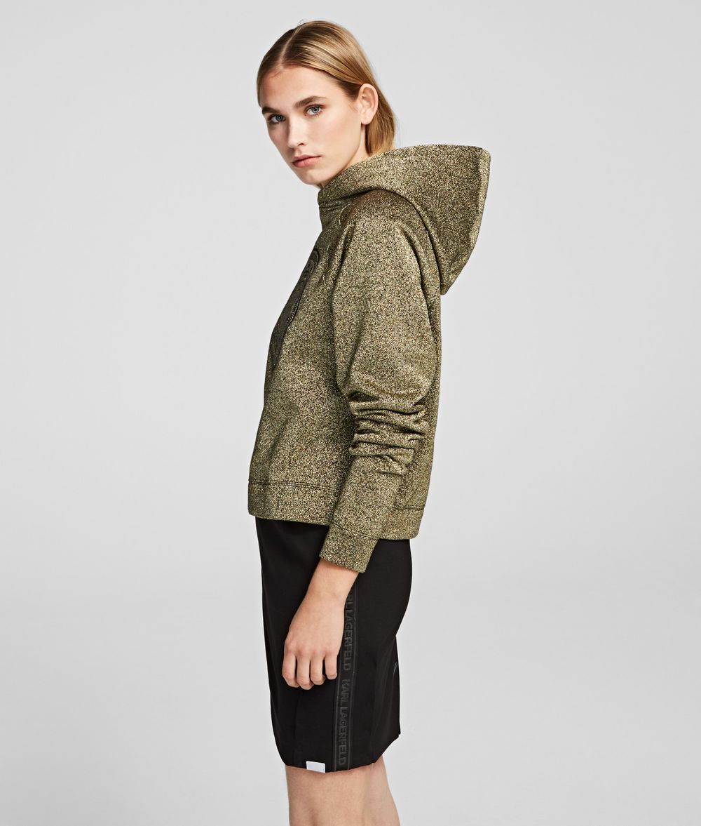 KARL LAGERFELD Karl's Treasure Kameo Coin Cropped Hoodie Sweatshirt Woman d