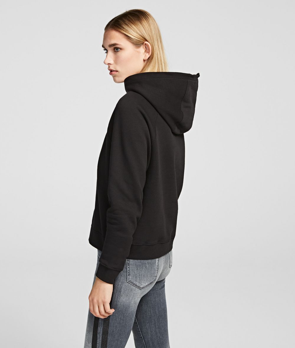 KARL LAGERFELD Karl's Treasure Kameo Coin Cropped Hoodie Sweatshirt Woman d