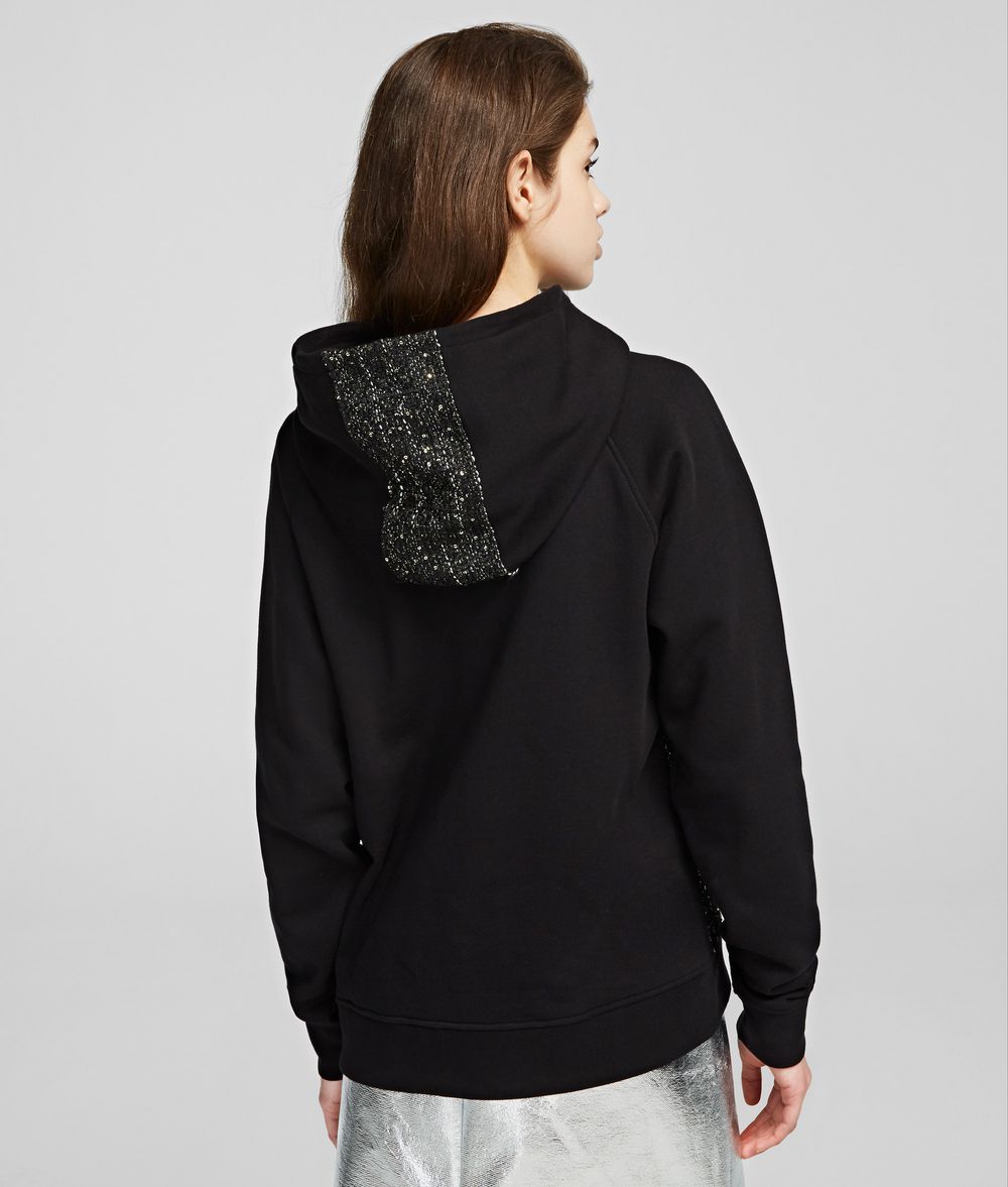 KARL LAGERFELD Bouclé Mix Hoodie Sweatshirt Woman d