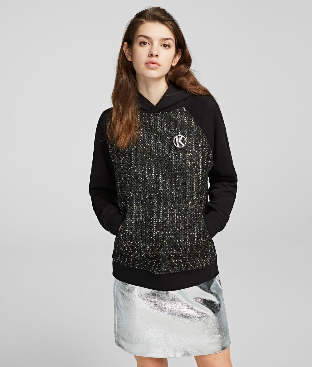 KARL LAGERFELD Bouclé Mix Hoodie Sweatshirt Woman f