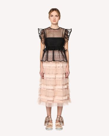 REDValentino Embroidered ribbon tulle skirt