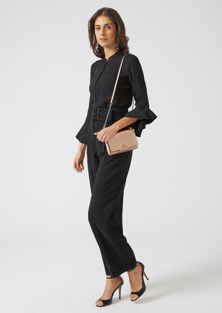 BOLSO DE PIEL LAMINADA CON BANDOLERA BOLSO DE PIEL LAMINADA CON BANDOLERA