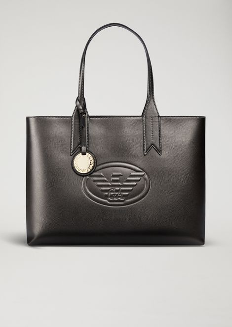 Women S All Bags Emporio Armani Metallic Tote Bag With Charm And Logo