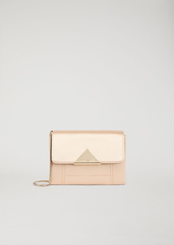 Leather And Satin Crossbody Clutch Bag Woman Emporio Armani