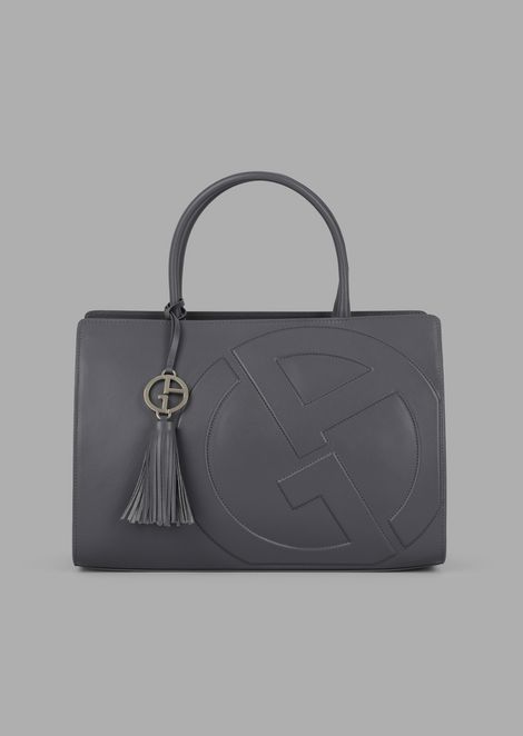 Women S Handbags Top Handle Shoulder Bags Giorgio Armani Leather Cabas Bag With Raised Ga Logo