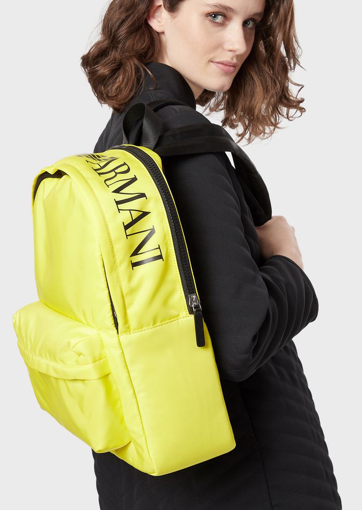 Backpack in nylon tech fabric with maxi-logo on the top Backpack in nylon tech fabric with maxi-logo on the top