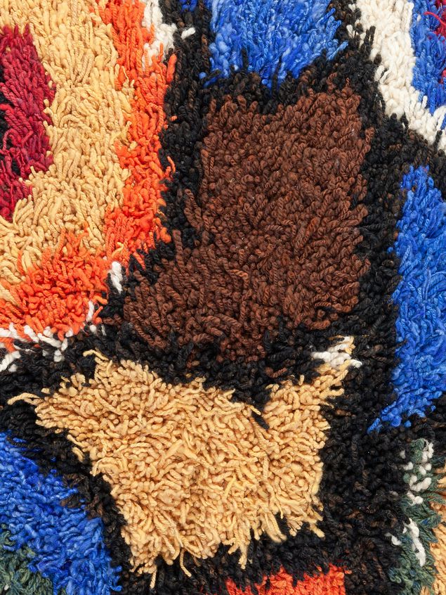 HOME DECOR Marni Large MARNI MARKET cushion in wool, furcraea fiber and cotton with abstract pattern in yellow, blue, black, white, green and red Man