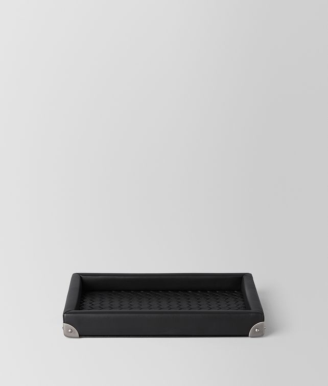 BOTTEGA VENETA PLATEAU RECTANGULAIRE EN CUIR NAPPA INTRECCIATO NERO Accessoire de bureau E fp
