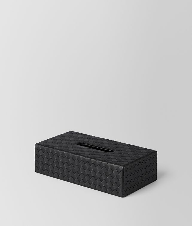 BOTTEGA VENETA NERO INTRECCIATO NAPPA LEATHER HORIZONTAL TISSUE BOX Desk accessory E fp