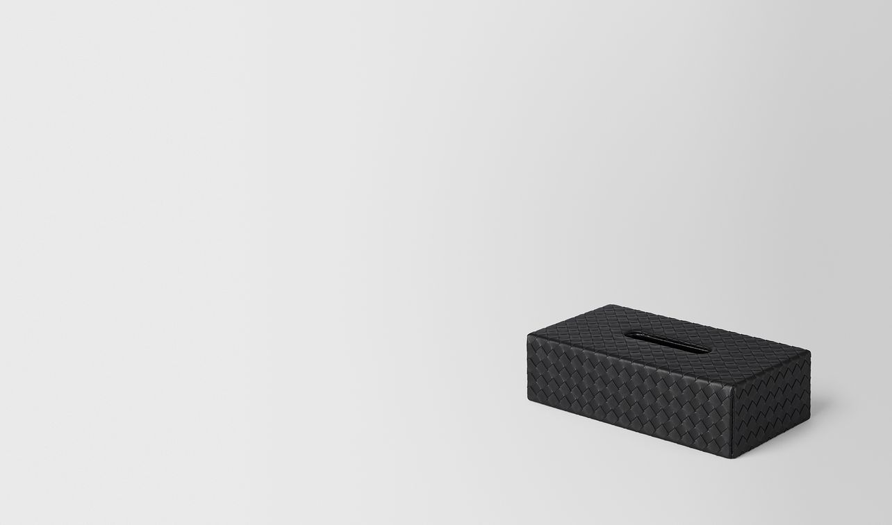 nero intrecciato nappa leather horizontal tissue box landing