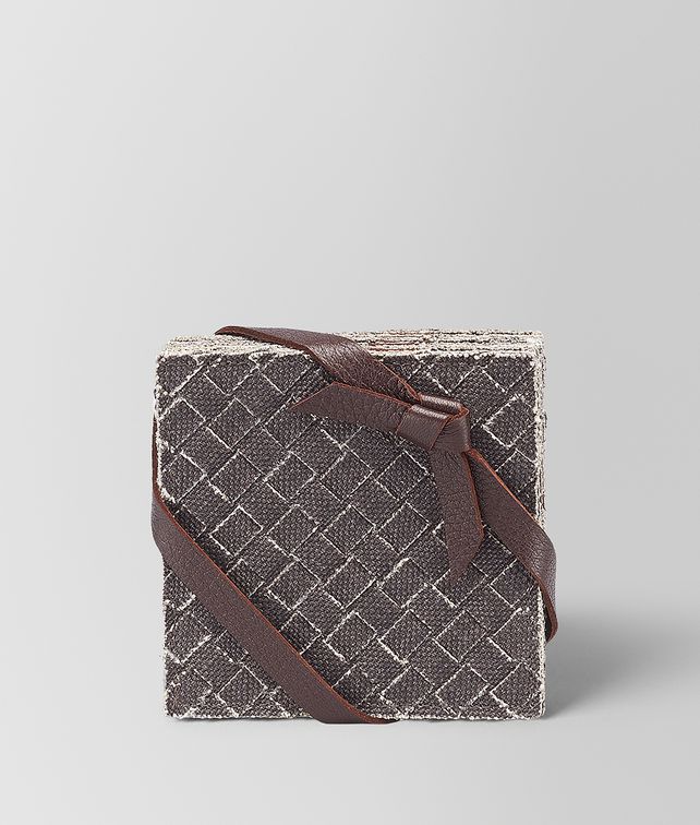 BOTTEGA VENETA CARBONE INTRECCIATO LINEN COASTERS TABLETOP E fp