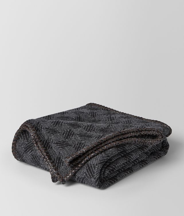 BOTTEGA VENETA ANTHRACITE BLACK WOOL HELLOB BLANKET BLANKET E fp