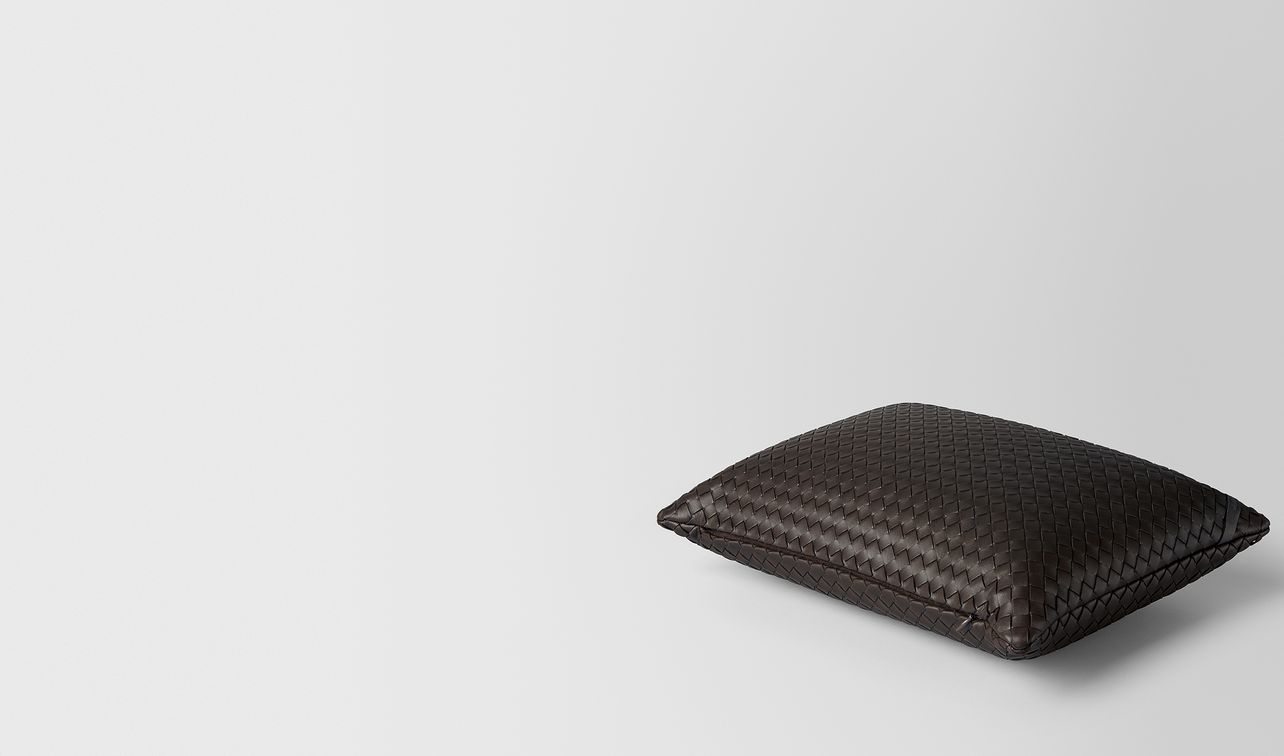 espresso intrecciato nappa leather rectangular pillow landing