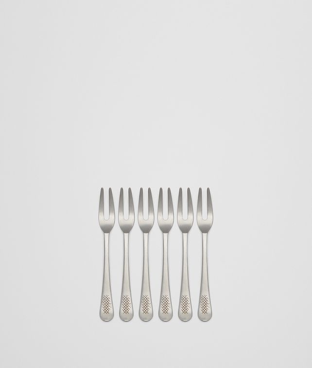 BOTTEGA VENETA VINTAGE STAINLESS-STEEL ESCARGOT FORK SIX-PIECE SET CUTLERY E fp
