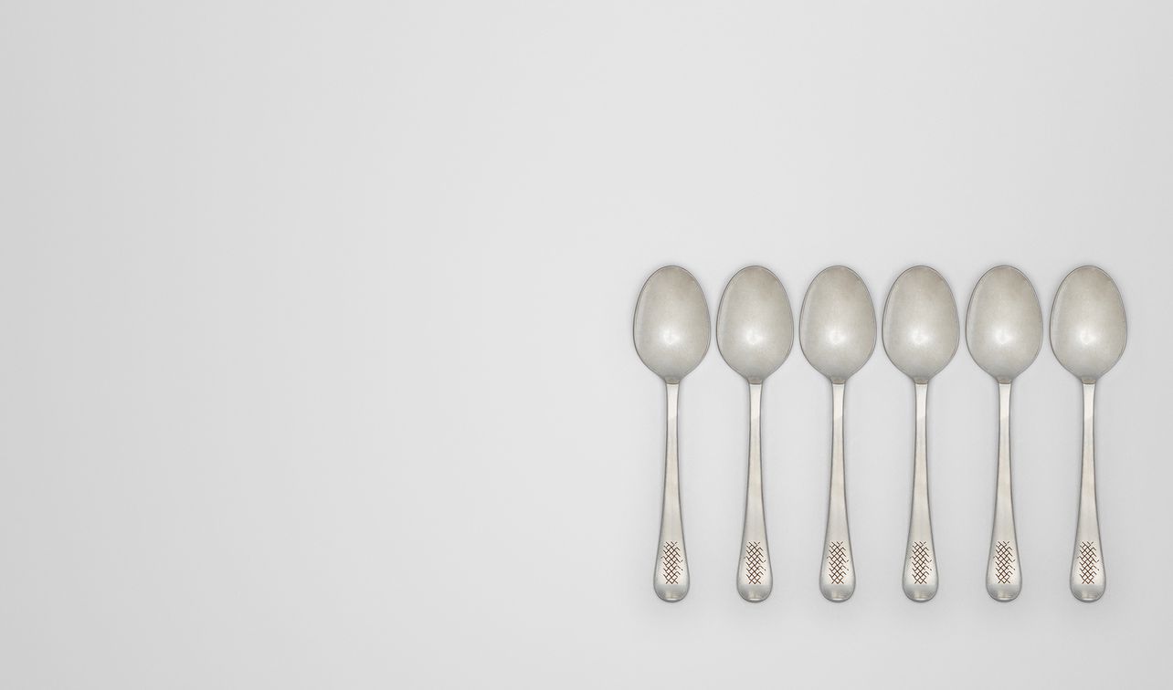 vintage stainless-steel dessert spoon six-piece set landing