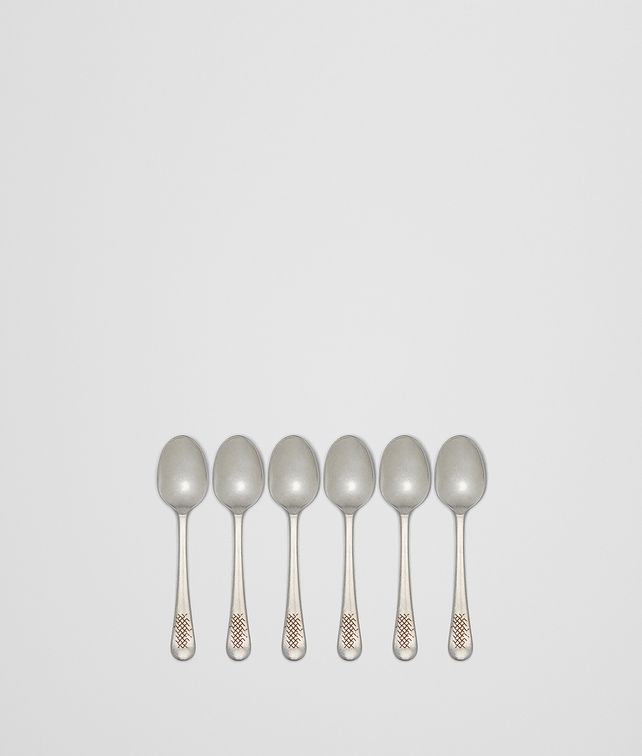 BOTTEGA VENETA VINTAGE STAINLESS-STEEL ESPRESSO SPOON SIX-PIECE SET CUTLERY E fp