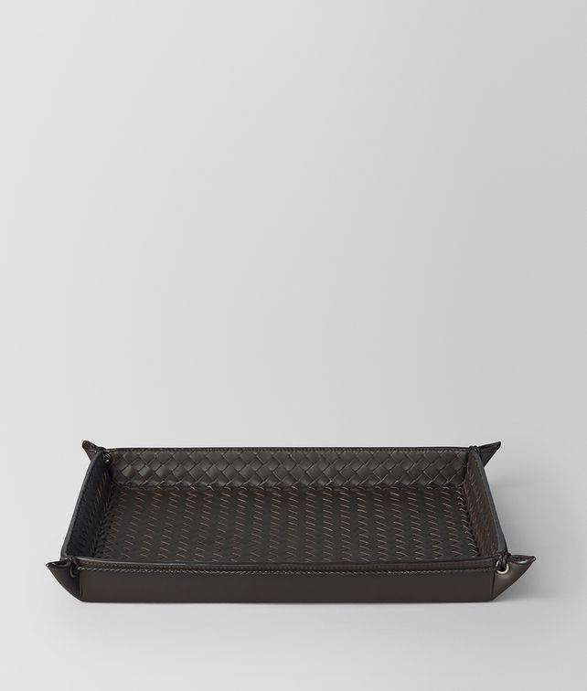 BOTTEGA VENETA CORBEILLE À COURRIER EN CUIR NAPPA INTRECCIATO ESPRESSO Accessoire de bureau E fp