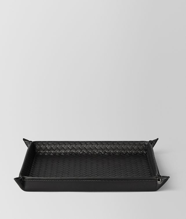 BOTTEGA VENETA CORBEILLE À COURRIER EN CUIR NAPPA INTRECCIATO NERO Accessoire de bureau E fp