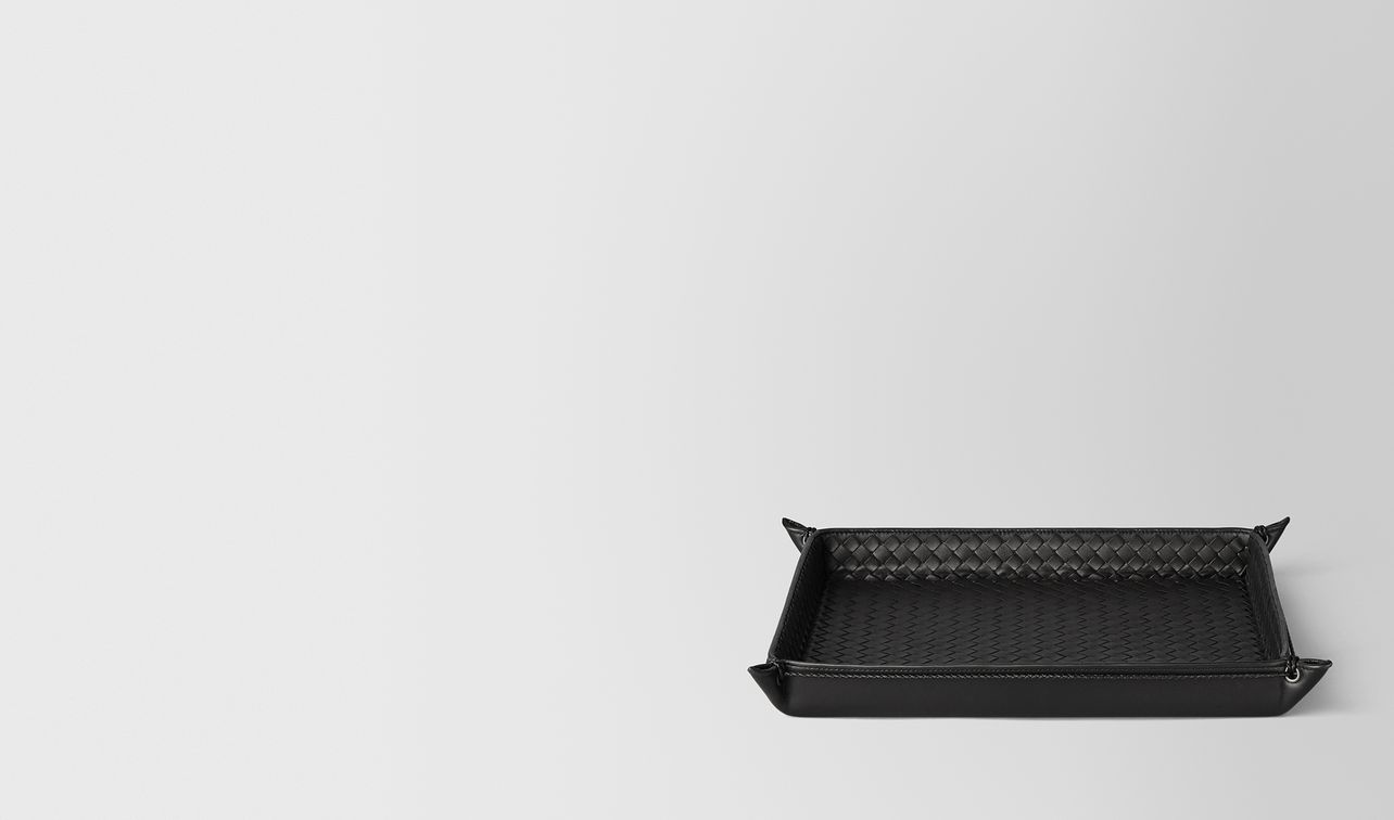 nero intrecciato nappa leather letter tray landing