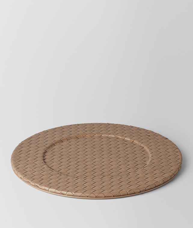 BOTTEGA VENETA ASH INTRECCIATO NAPPA LEATHER CHARGER TABLETOP E fp