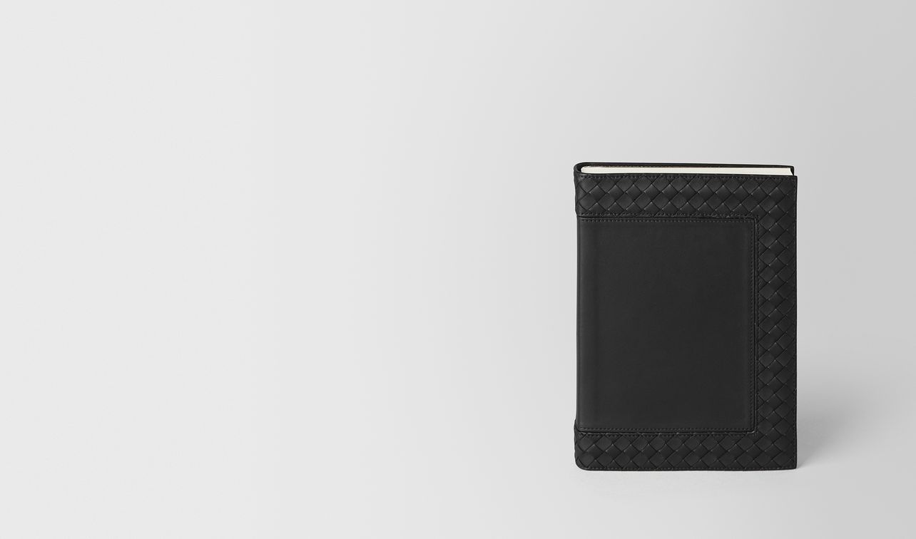 nero intrecciato nappa leather notebook landing