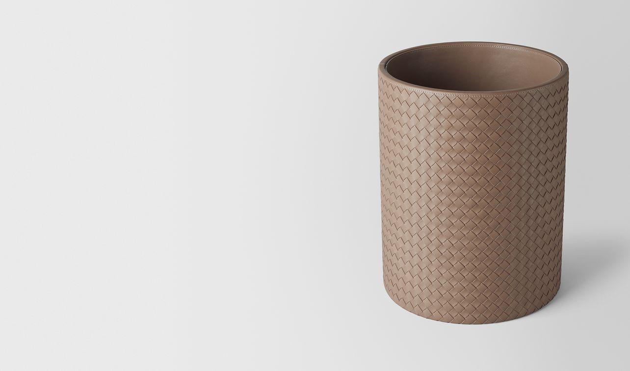 ash intrecciato nappa leather waste paper basket landing