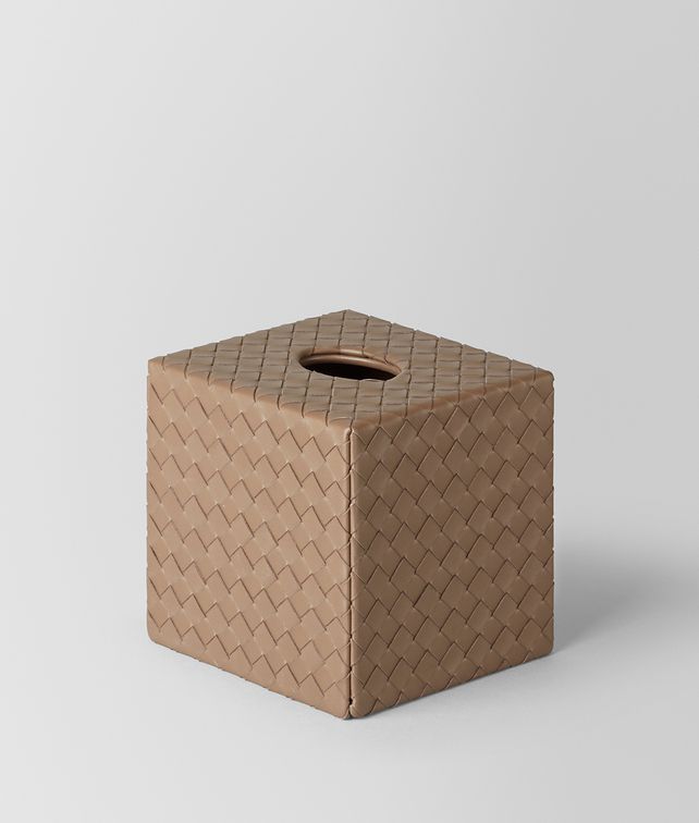 BOTTEGA VENETA ASH INTRECCIATO NAPPA LEATHER VERTICAL TISSUE BOX Desk accessory E fp