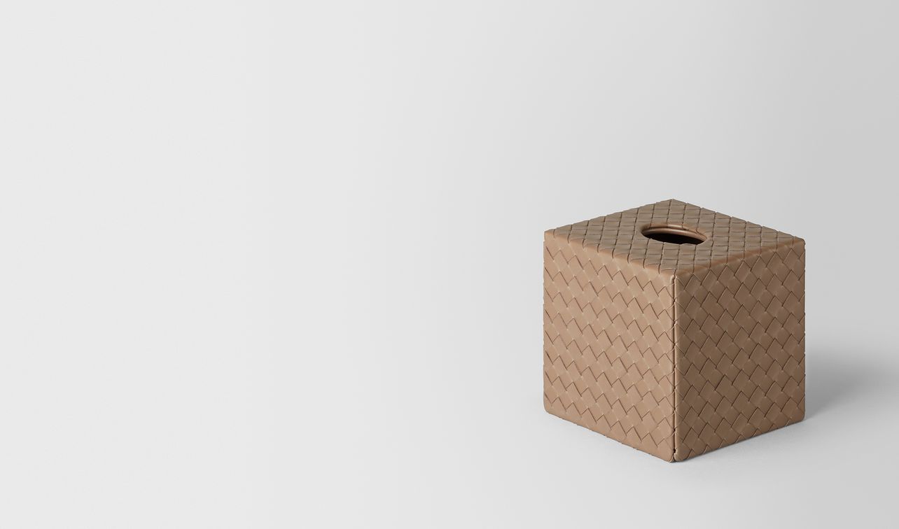 ash intrecciato nappa leather vertical tissue box landing