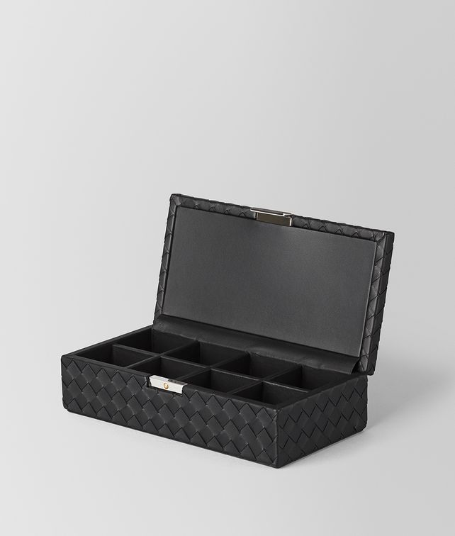 BOTTEGA VENETA NERO INTRECCIATO NAPPA LEATHER CUFFLINKS BOX BOX E fp