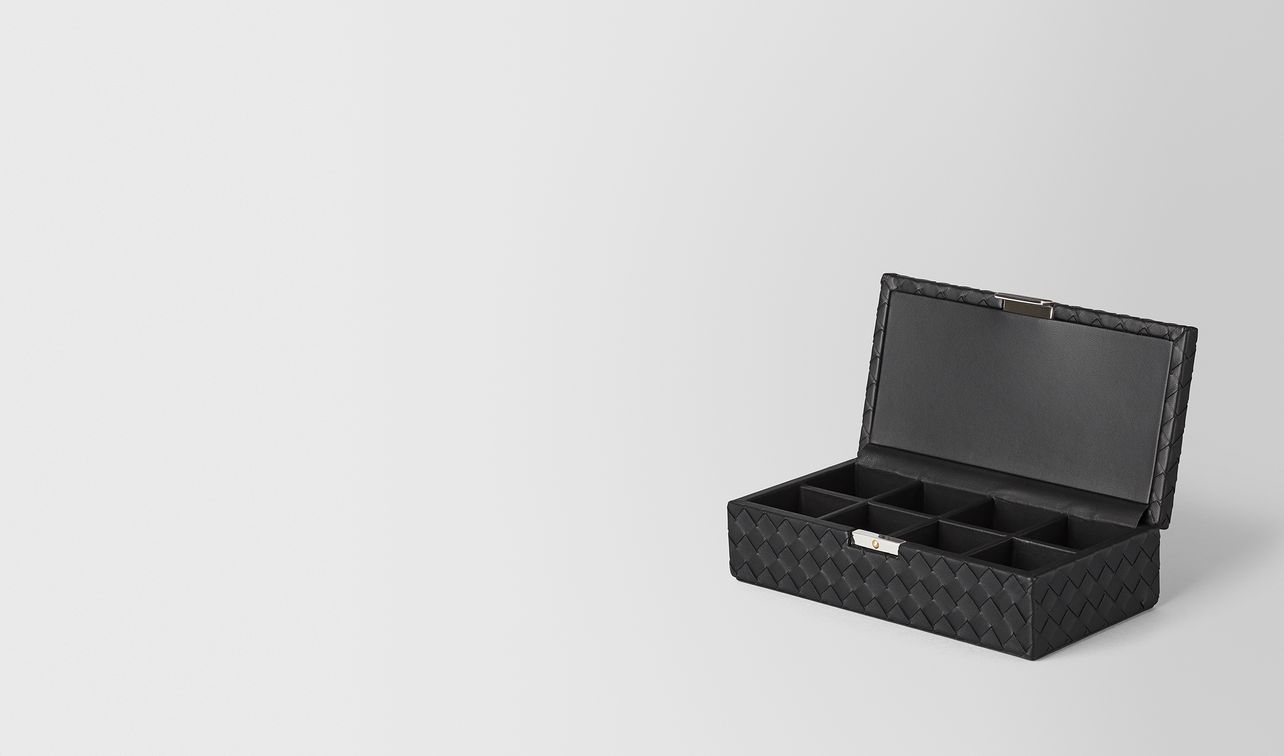 nero intrecciato nappa leather cufflinks box landing
