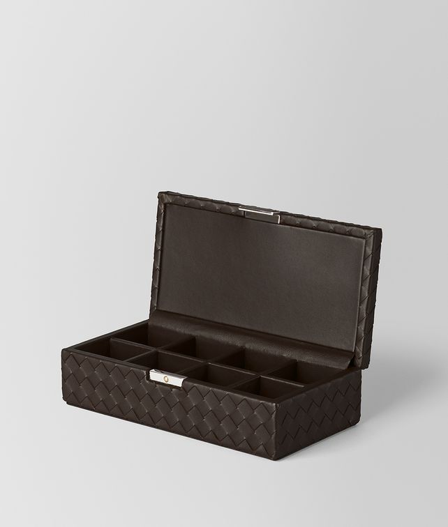 BOTTEGA VENETA ESPRESSO INTRECCIATO NAPPA LEATHER CUFFLINKS BOX BOXES E fp