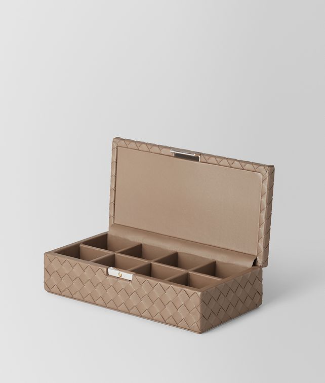 BOTTEGA VENETA ASH INTRECCIATO NAPPA LEATHER CUFFLINKS BOX BOX E fp