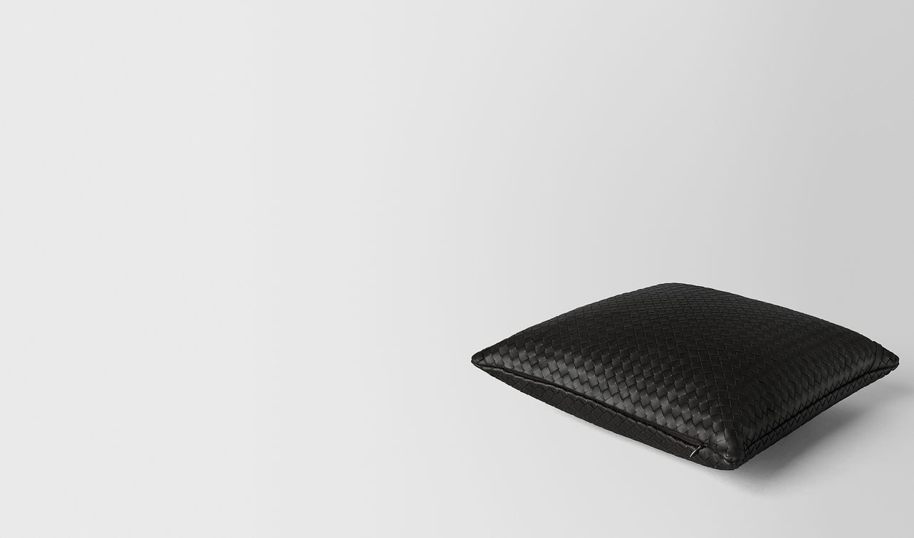 espresso intrecciato nappa leather square pillow landing