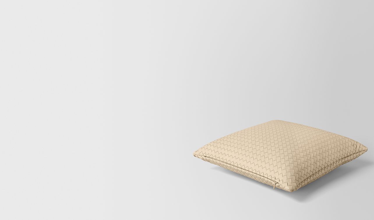 pergamena intrecciato nappa leather square pillow landing