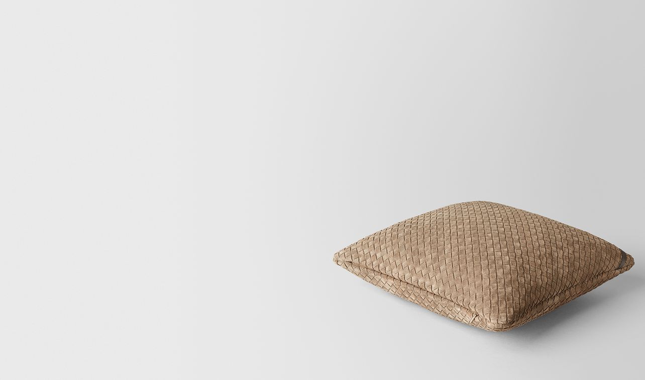 cigar intrecciato suede square pillow landing