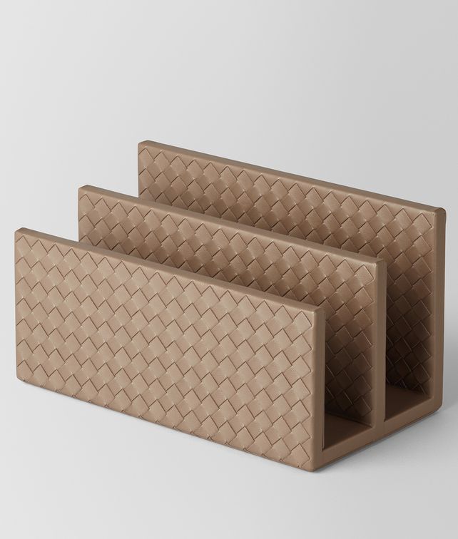 BOTTEGA VENETA ASH INTRECCIATO NAPPA LEATHER LETTER RACK Desk accessory E fp