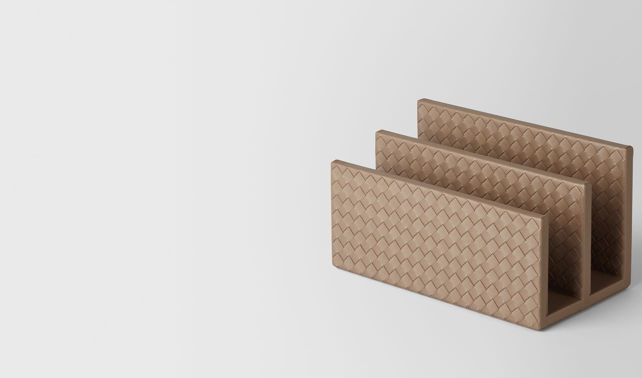 ash intrecciato nappa leather letter rack landing
