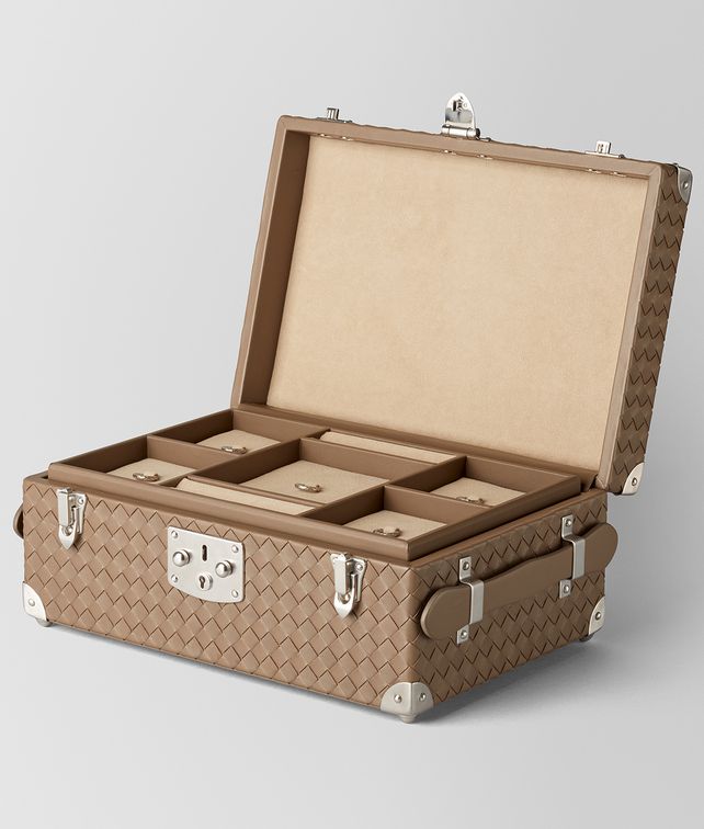 BOTTEGA VENETA ASH INTRECCIATO NAPPA LEATHER JEWELLERY TRAVEL CASE BOX E fp