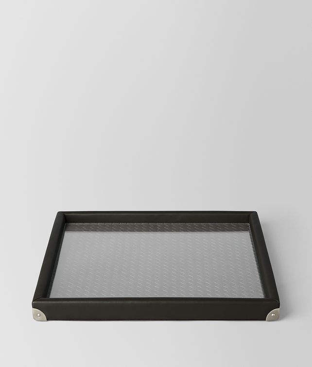 BOTTEGA VENETA ESPRESSO INTRECCIATO NAPPA LEATHER SQUARE TRAY TABLETOP E fp