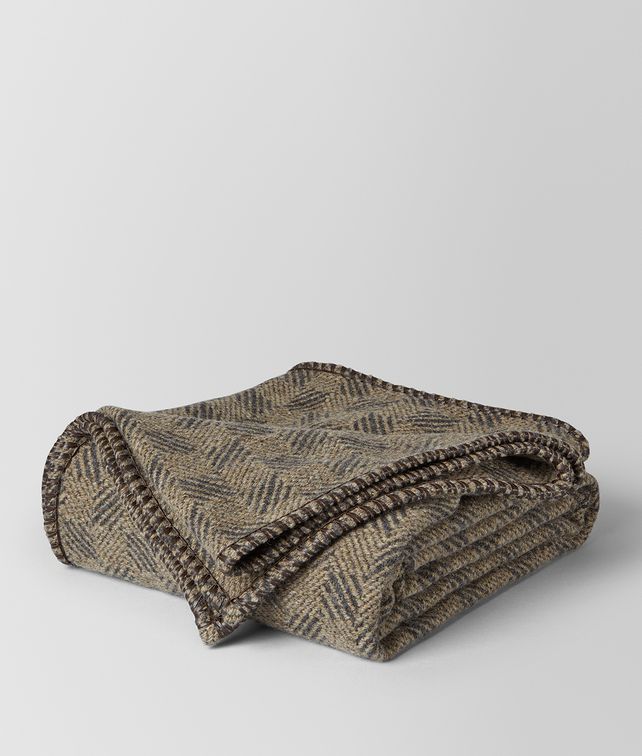 BOTTEGA VENETA ANTHRACITE BEIGE WOOL HELLOB BLANKET BLANKET E fp