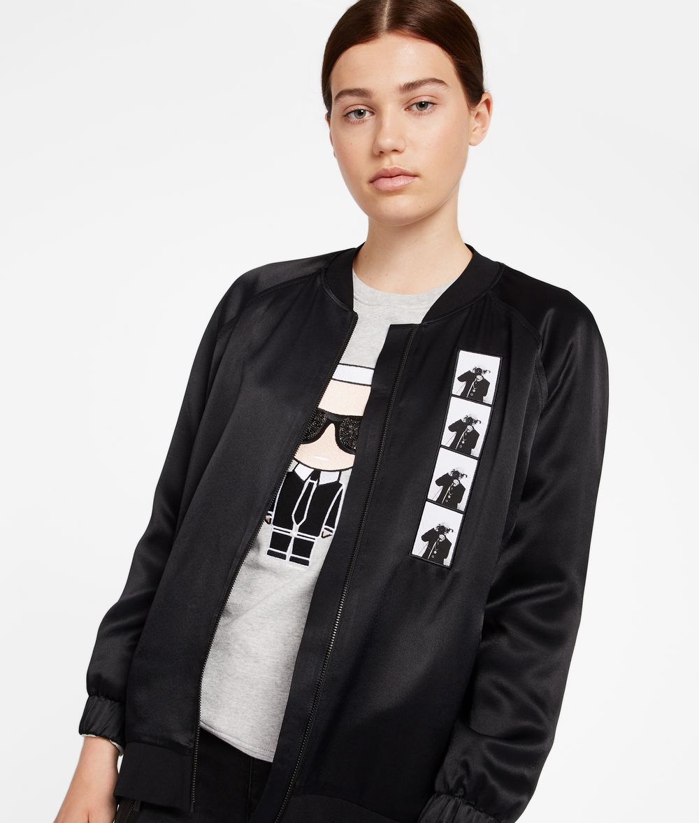 KARL LAGERFELD Satin Bomber Jacket Jacket Woman f