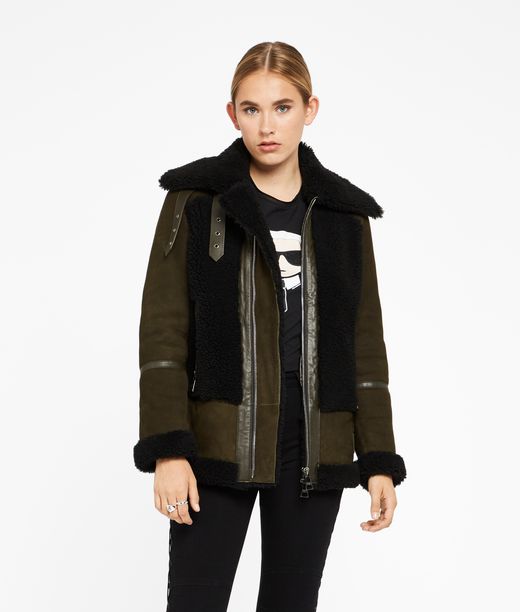 KARL LAGERFELD Shearling Biker Jacket 12_f